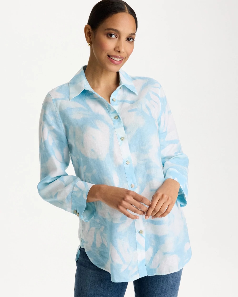 シャツ bed j.w. ford 22aw tie shirts size 0 No Iron™ Linen Tie-Dye Shirt | Chico's